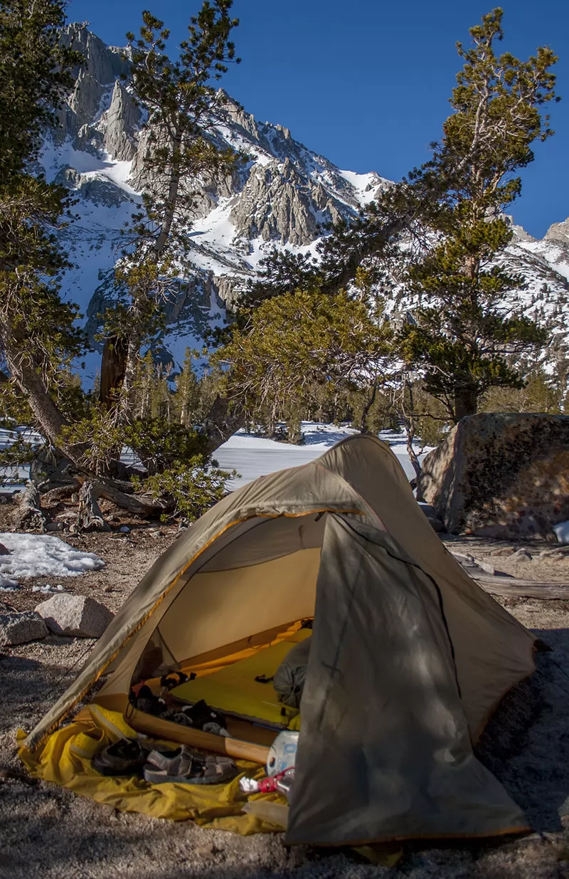 Our tent with the Thermarest mattresses near Matlock Lake in the Eastern Sierra