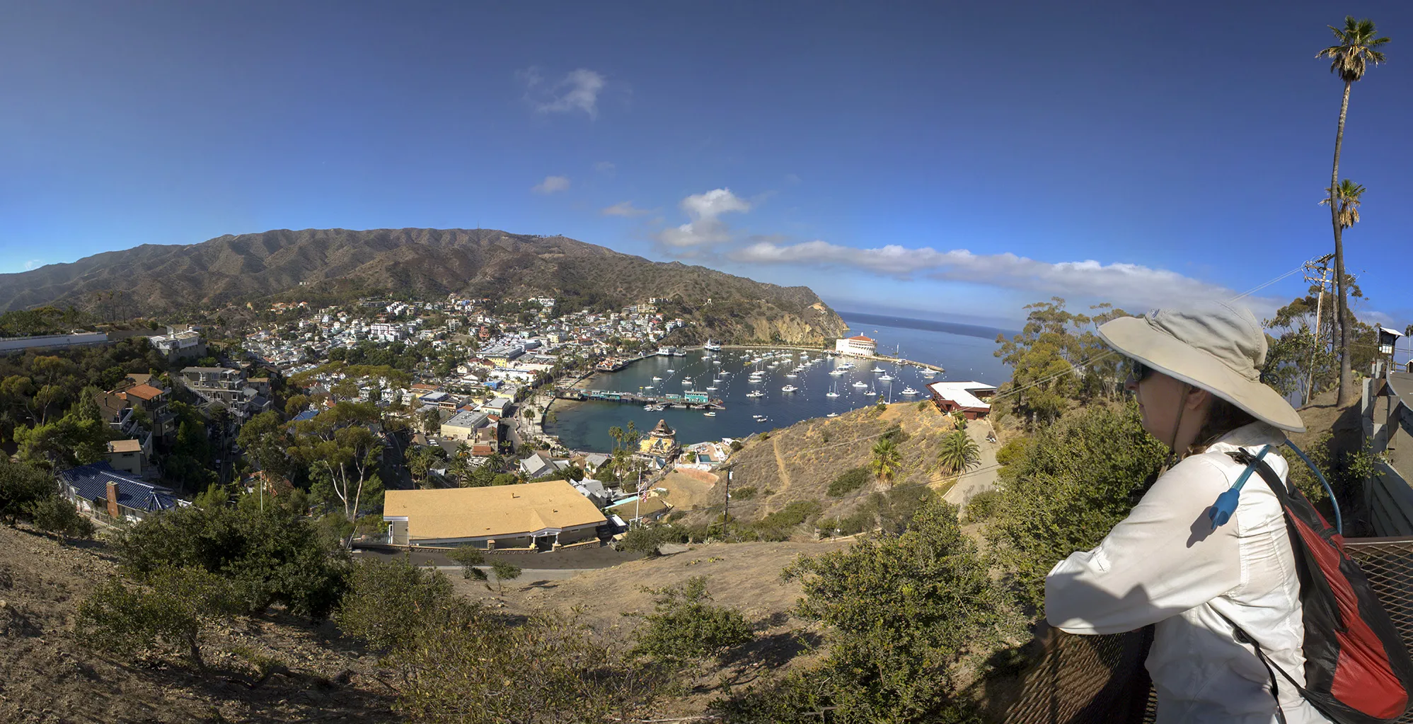 Panorama with Em looking at Avalon