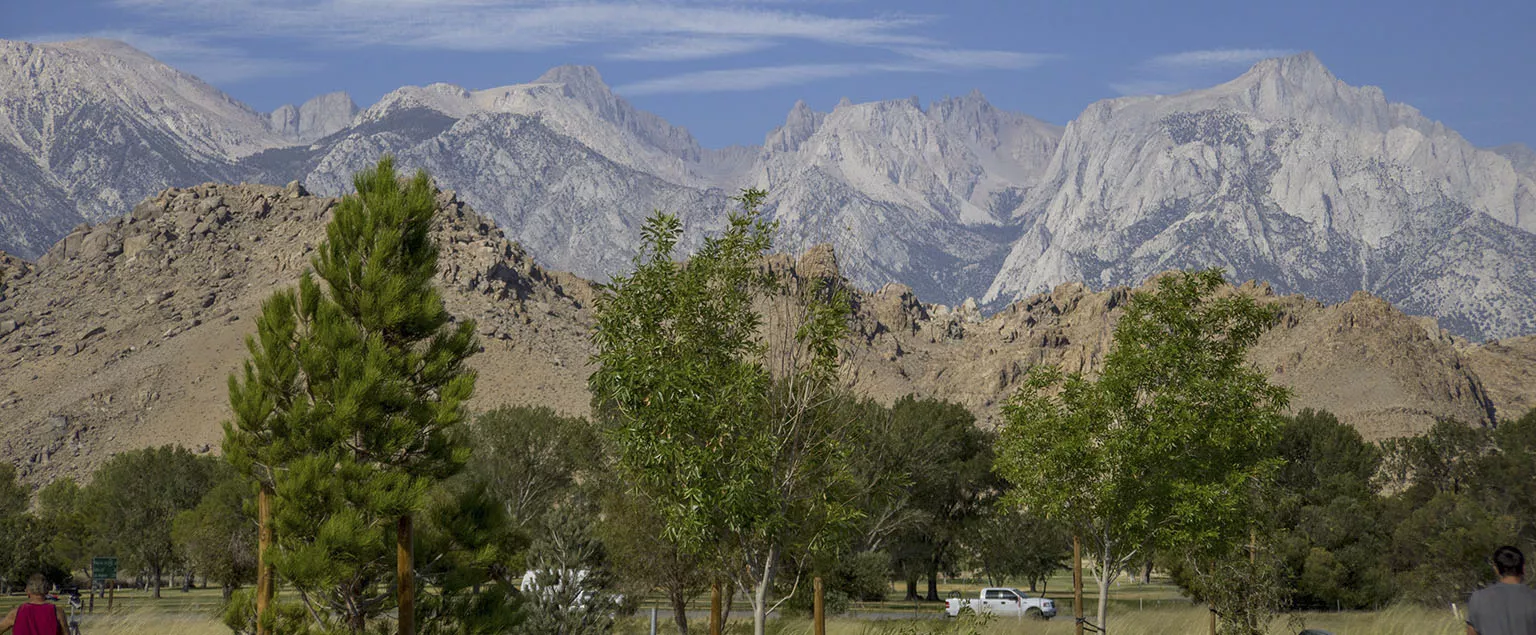 Looking towards My. Whitney from the visitor center in Lone Pine. No smoke (yet).