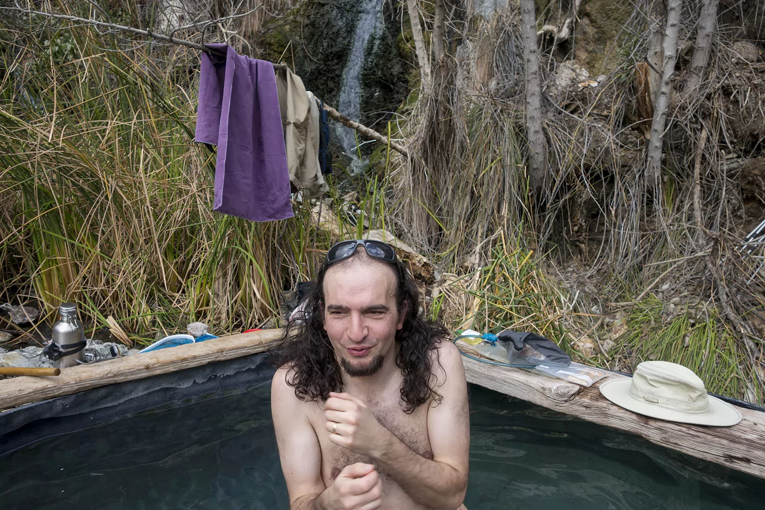 Yours truly - truly enjoying the hot tub