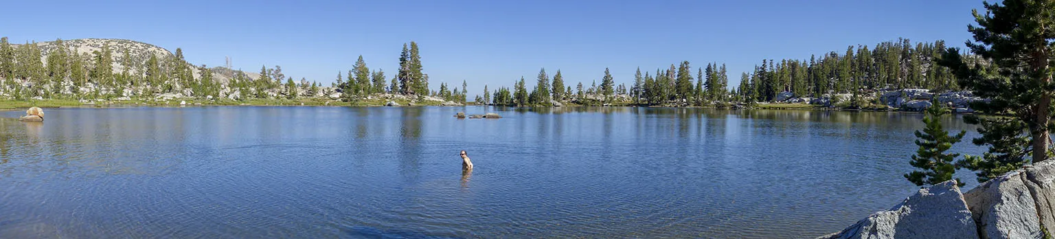Quick swim in one of the Isberg Lakes