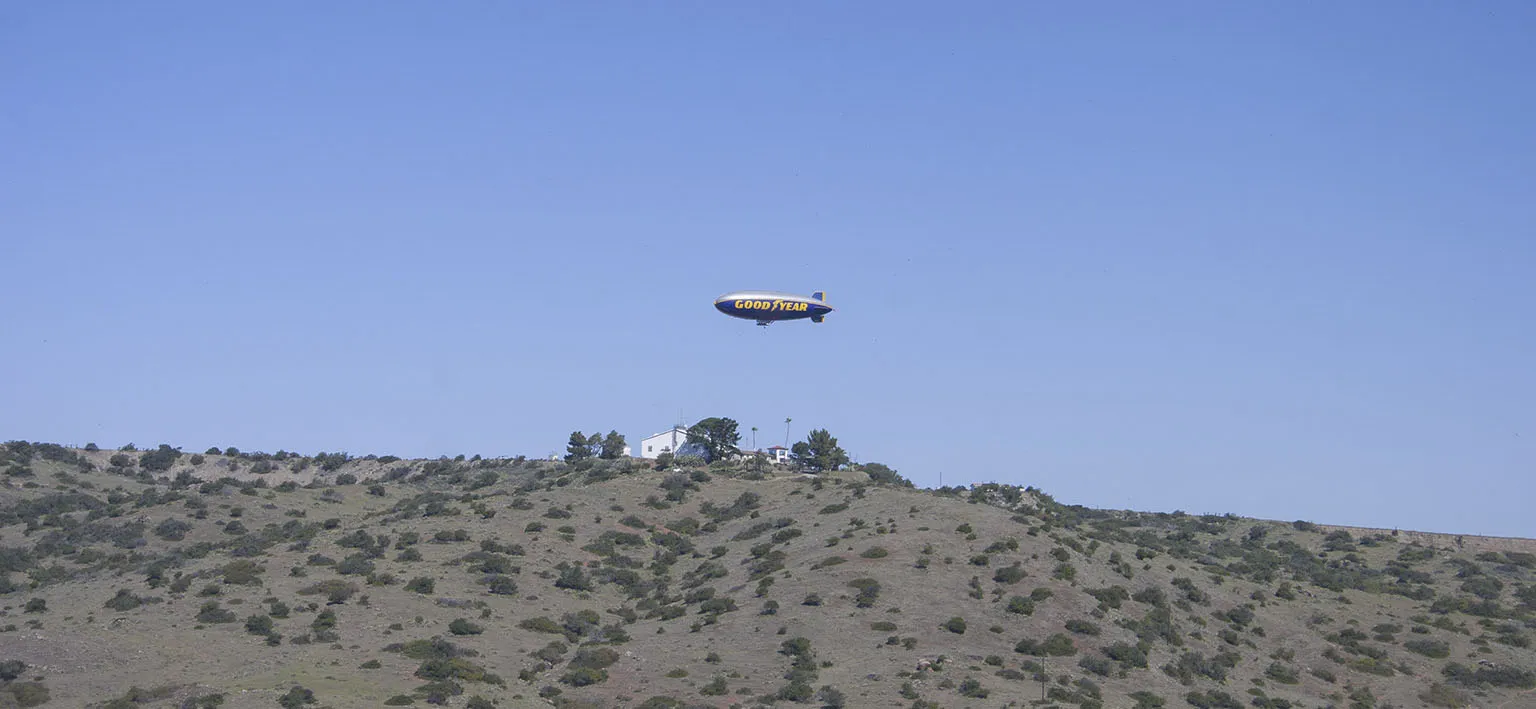 The Goodyear Blimp over Ariport in the Sky