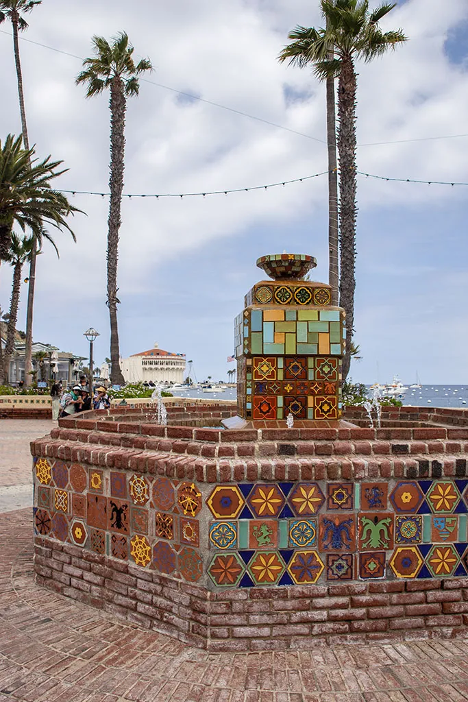 Tiled fountain on the Avalon beachfront