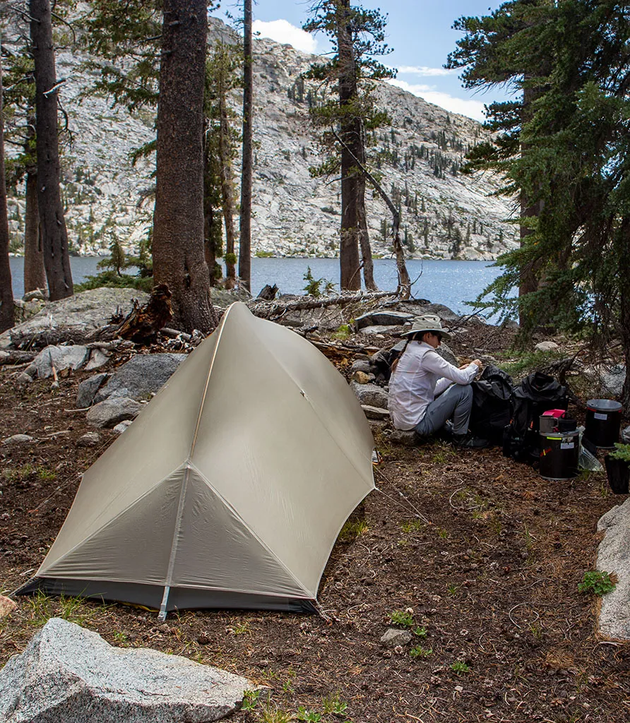 A great campspot on the rigged shore of Lower Twin Lake