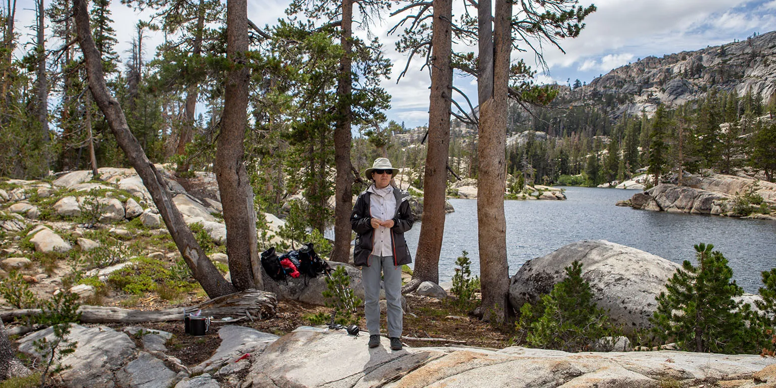 Em in camp by Huckleberry Lake