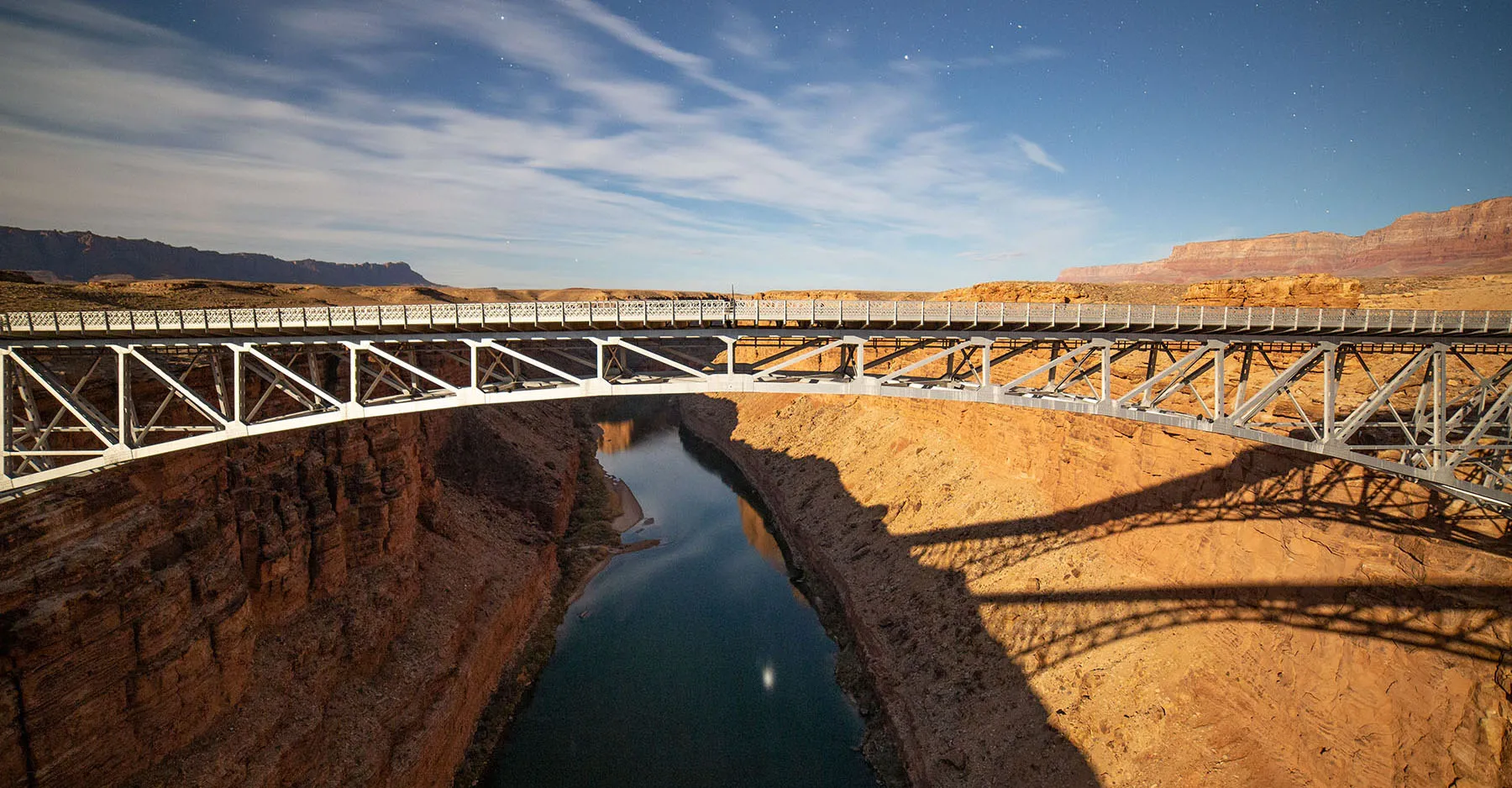 The New Navajo Bridge by moonlight