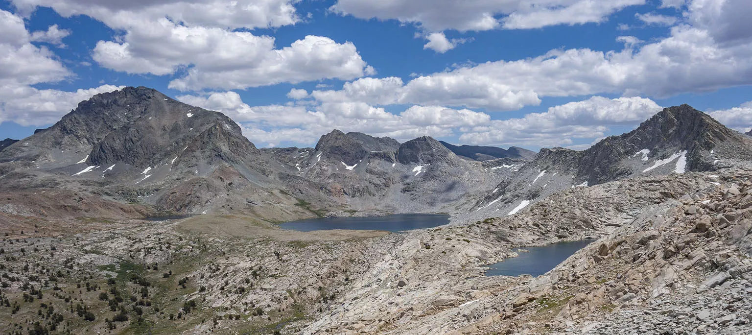 From left to right: Mt. Goddard, Martha Lake, Confusion Lake, Mt. Reinstein