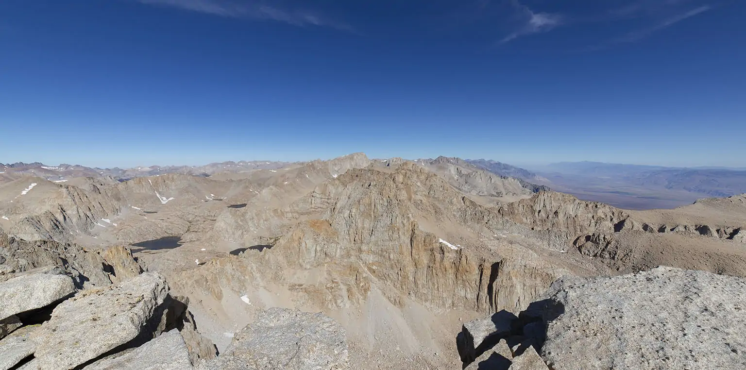 Another view from the summit of Mt. Langley with Mt. Whitney in the back, center