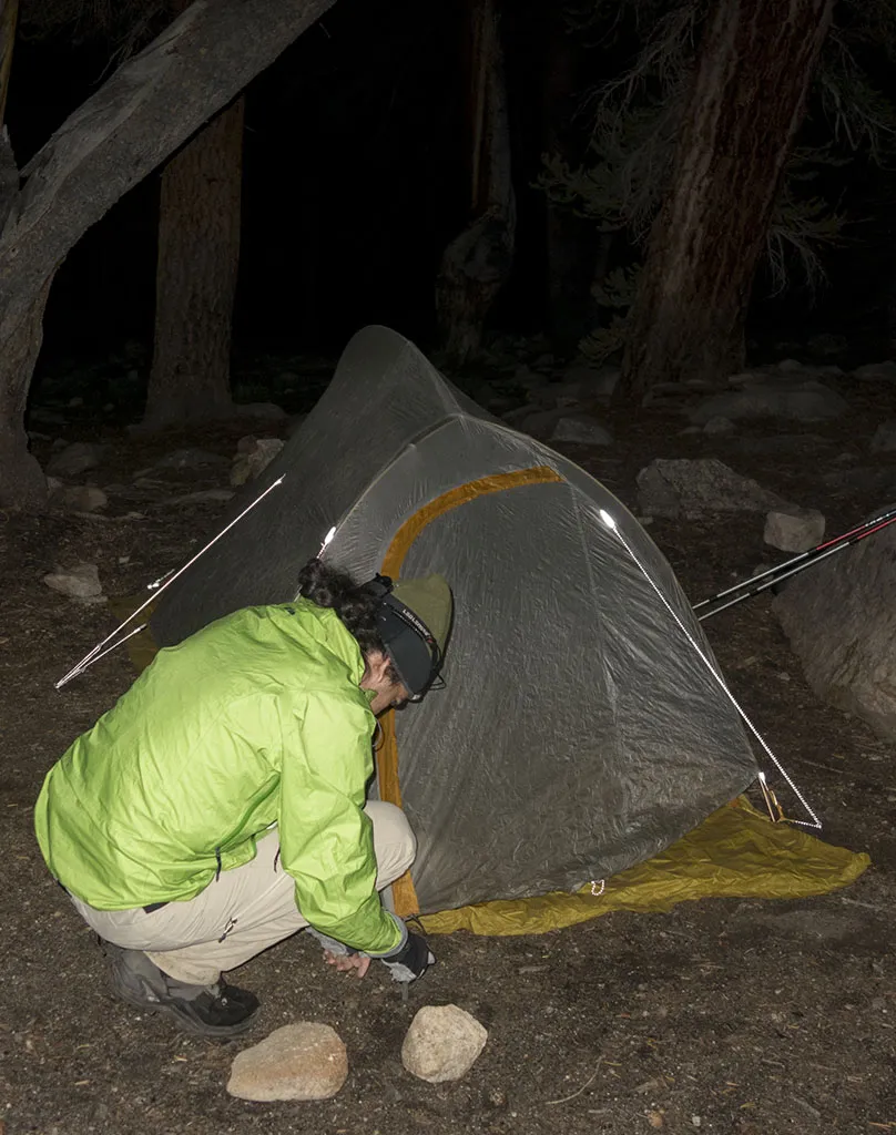 Pitching the tent at Guyot Creek
