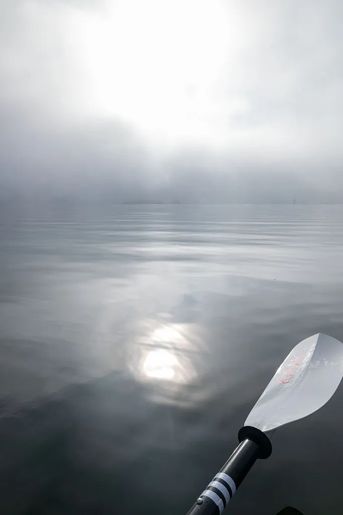 Crossing Tomales Bay in the fog