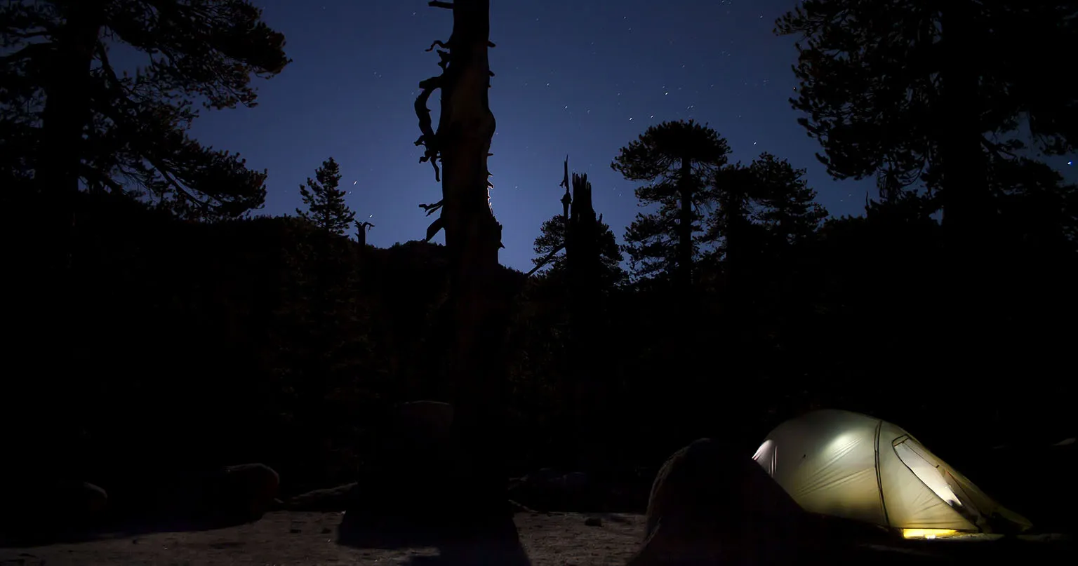 Campsite at night in Little Round Valley.