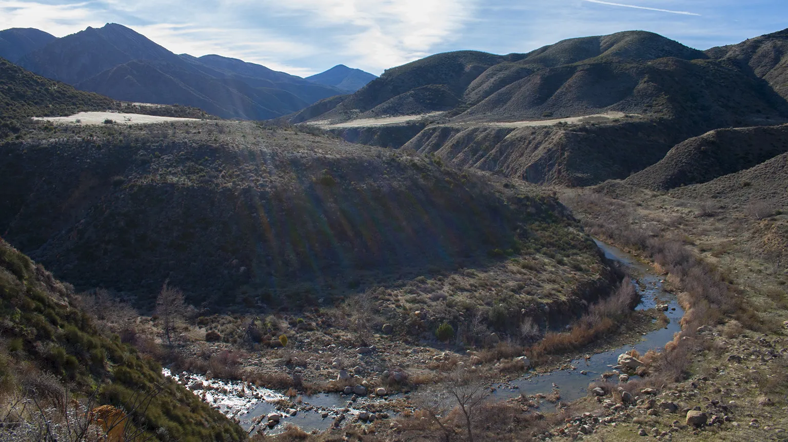 Bend on the Sespe River, looking west